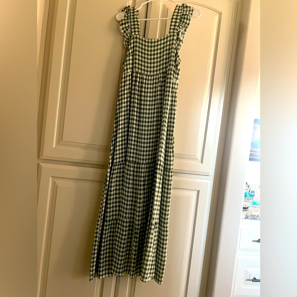 Shein green and white checkered maxi dress size 6